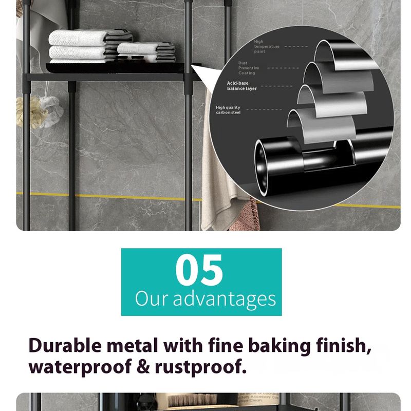 3-Tier Freestanding Toilet Shelf – Sturdy Iron Bathroom Organizer With Spray-Coated Finish For Towels, Toilet Paper & Essentials_voghion.com