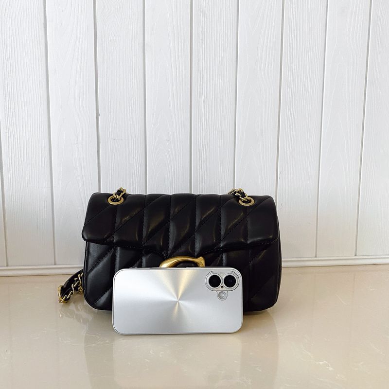 Borsa a tracolla di lusso da donna, lucida, trapuntata a rombi, con lettere dorate, grande capacità, chiusura magnetica, tracolla regolabile, borsa da viaggio, per lavoro, 24*10*14 cm_voghion.com
