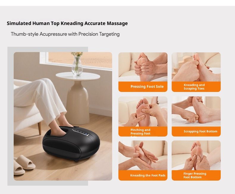 Massaggiatore plantare a copertura totale con termoterapia, compressione dell'aria e telecomando - Nero (RL-521) per rilassamento e sollievo dal dolore_voghion.com