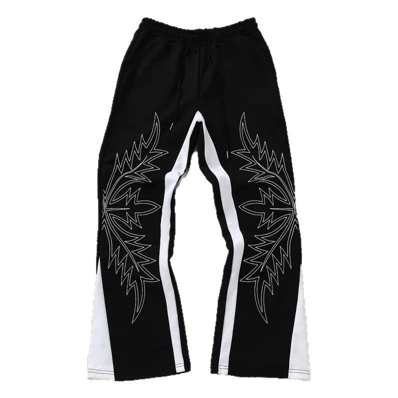 „Streetwear-Jogginghose mit tiefem Schritt – Digital bedruckte Jogginghose mit Kordelzug im Bund (Polyester-Spandex, gestapelte Silhouette, Unisex-Graffiti-Stil)“_voghion.com