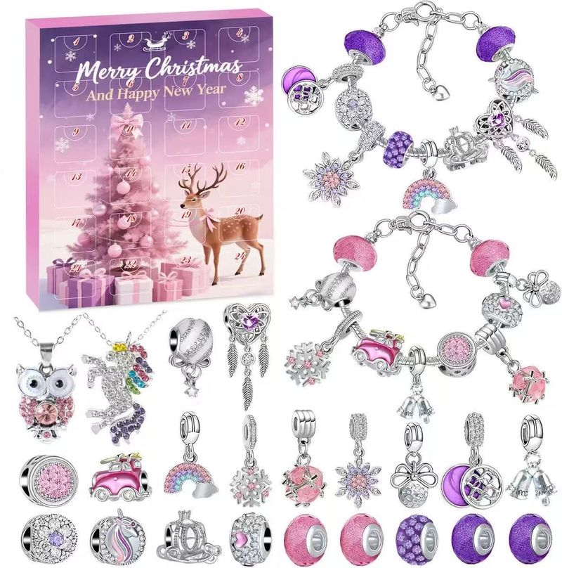 Christmas Advent Calendar Jewelry Set – Festive Charm Bracelet & Pendant Blind Box With Holiday-Themed Beads, Perfect For Gifting And Countdown_voghion.com
