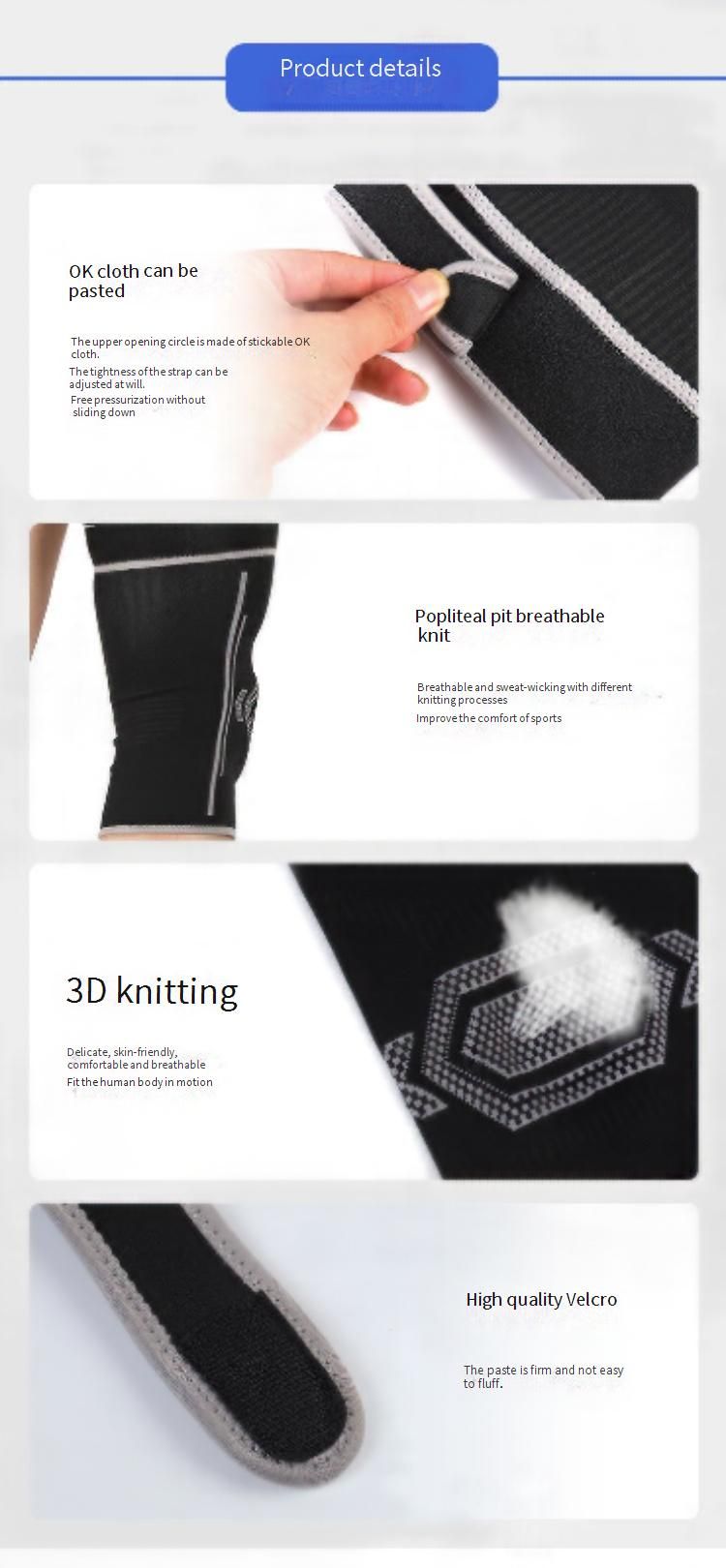 Ginocchiera traspirante in maglia per corsa, salto con la corda, ciclismo e basket - Supporto a compressione regolabile per fitness e sport_voghion.com