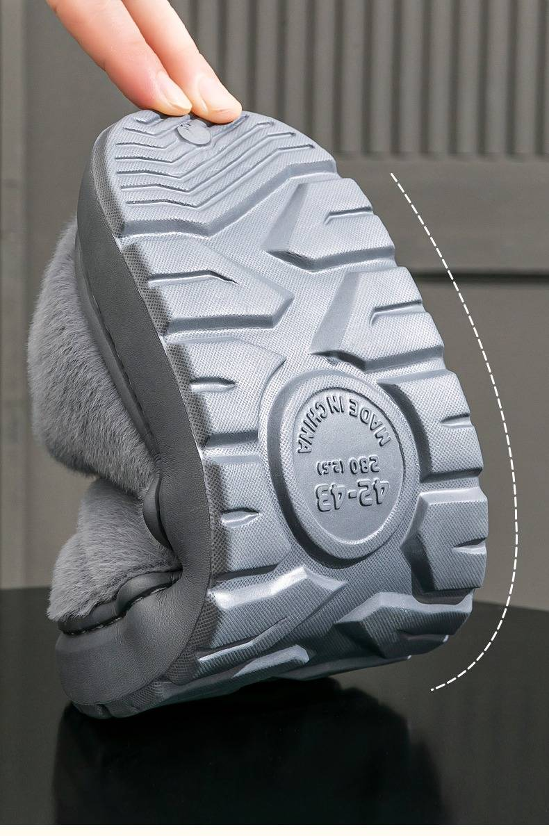 Pantoufles en coton grande taille pour seniors, pantoufles chaudes d'automne et d'hiver pour hommes, pantoufles antidérapantes doublées en polaire pour un usage domestique._voghion.com