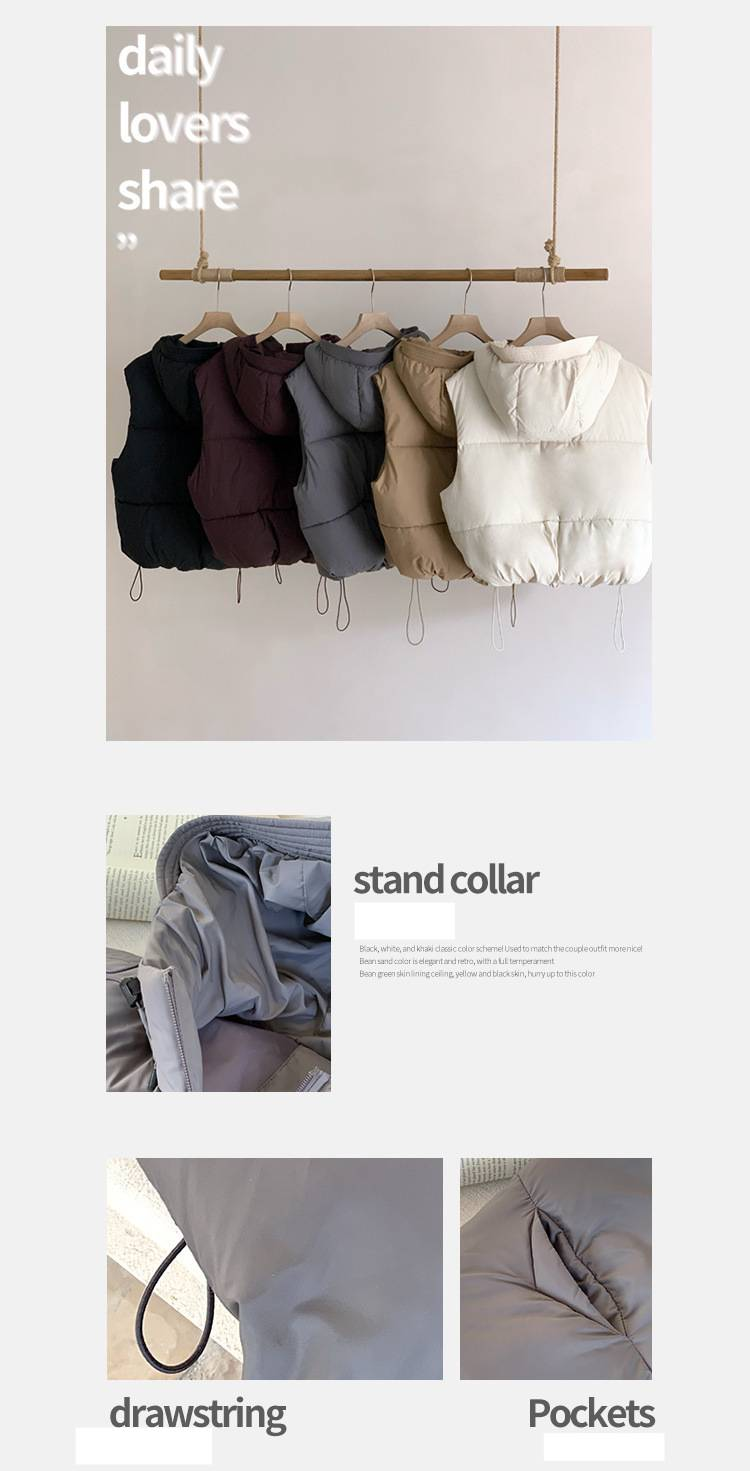 Dames Puffer Vest met Capuchon - Gewatteerde Lichtgewicht Mouwloze Jas, Oversized Casual Gilet met Ritssluiting voor Herfst/Winter (Kaki/Grijs)_voghion.com