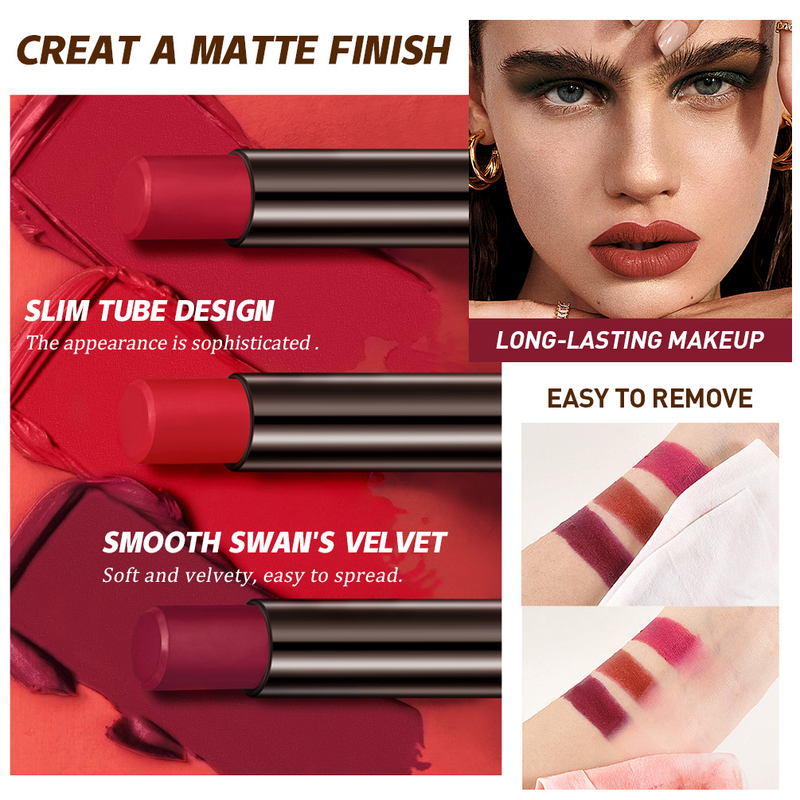 QIBEST velvet matte stick the cup, does not fade, is easy to apply color, moisturizes, and makes up lipstick_voghion.com