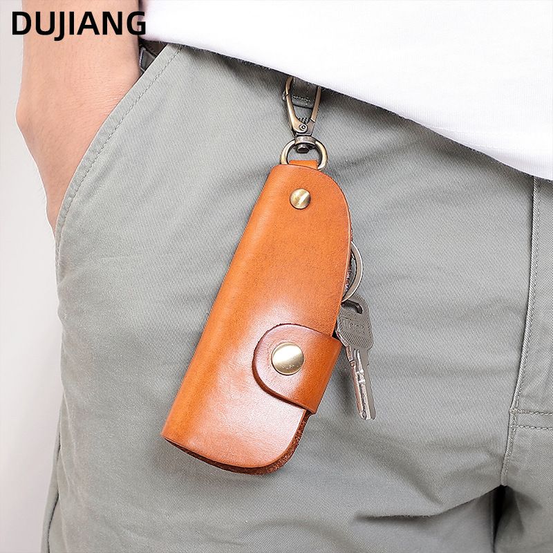 Vegetable Tanned Multi-Functional Genuine Leather Car Holder Door Handmade Creative Key Storage Bag_voghion.com