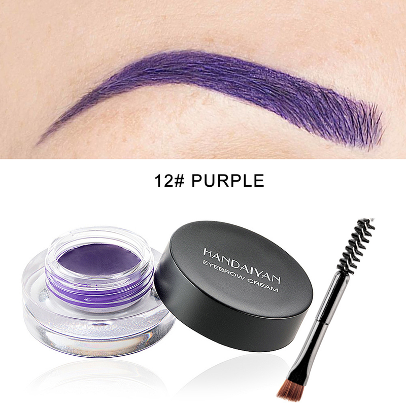 Coloré sourcil teinte pommade Gel rehausseur cosmétiques sourcils crème avec Kit de brosse rouge violet gris couleur_voghion.com