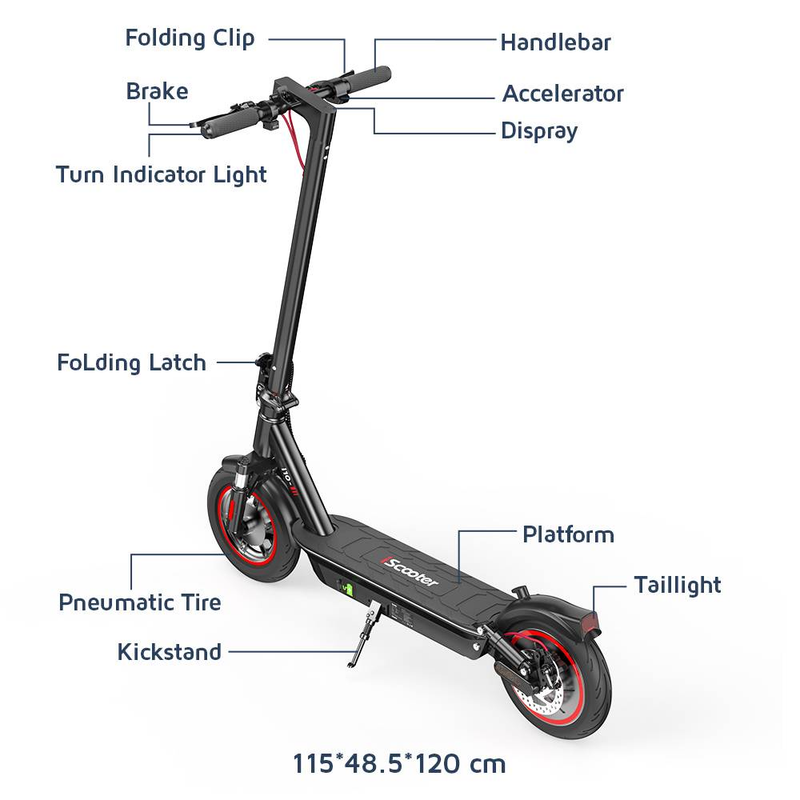 ISCOOTER I10 10" Folding Commuter Electric Scooter 650W Motor 36V 15Ah Battery_voghion.com