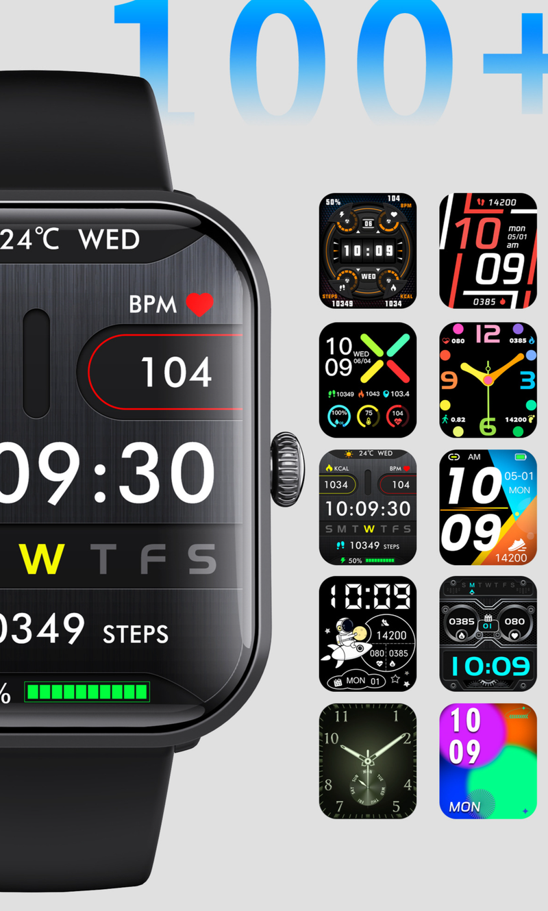 Smart Watch Multifunktionale, nicht-invasive Blutzucker-, Blutdruck-, Herzfrequenz- und Blutsauerstoffüberwachung, SOS-Alarm, Anrufuhr_voghion.com