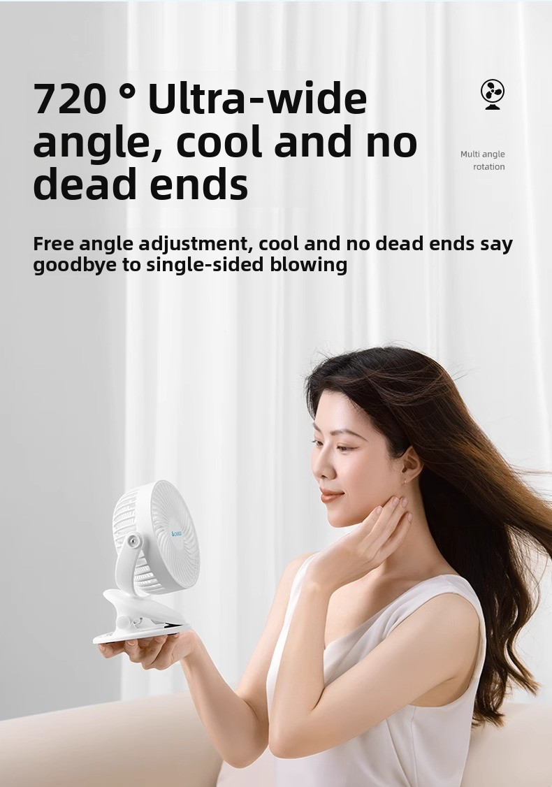 USB Rechargeable Clip-On Desk Fan - Quiet & Portable For Office Home & Dorm (Adjustable 3-Speed Long Battery Life)_voghion.com