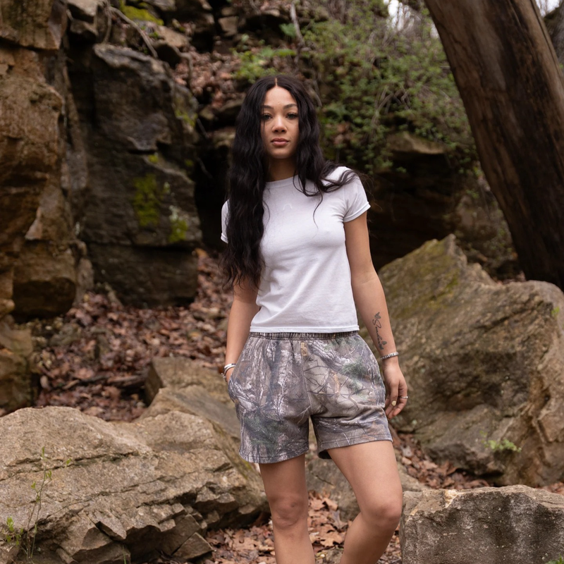 Men's Clothing Summer New Men's Digital Print Shorts Camouflage Tree Branch Print Black Drawstring Pocket Casual Shorts For Men And Women_voghion.com