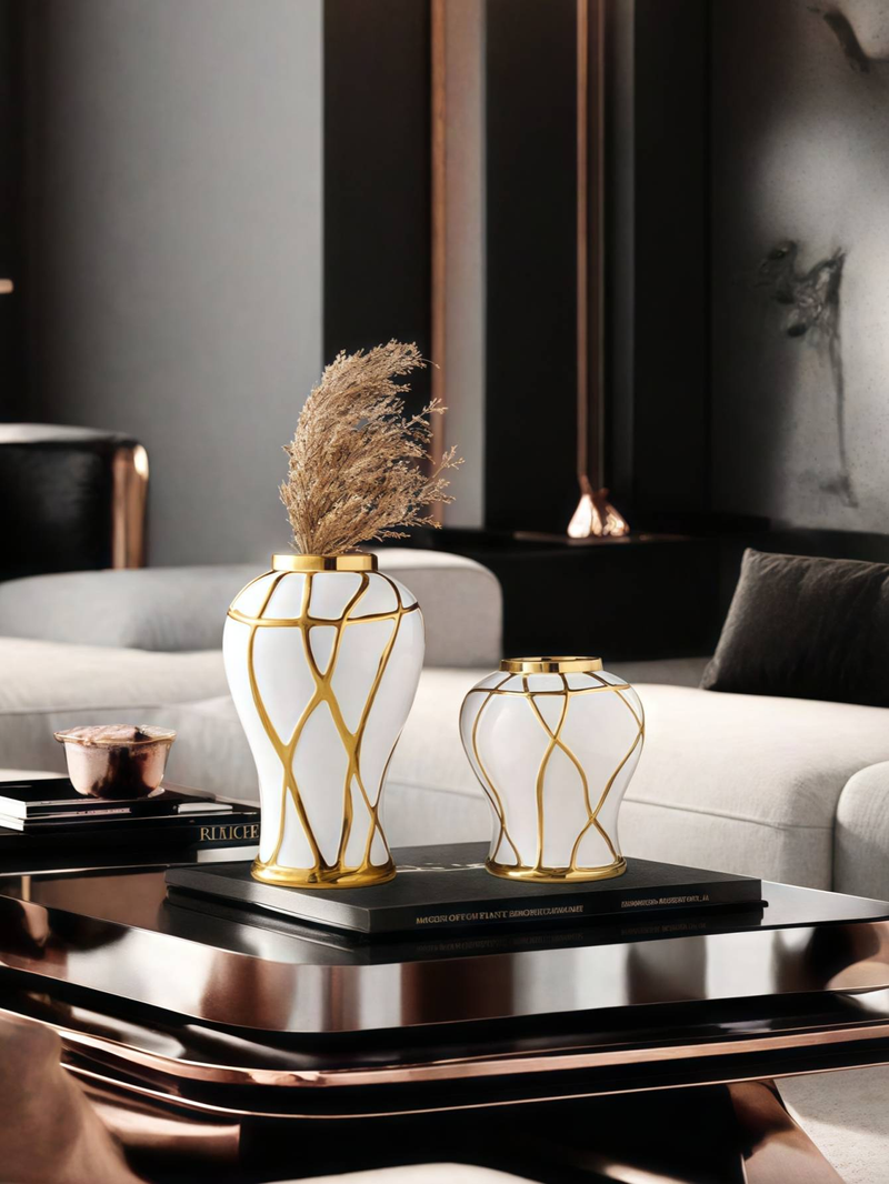 Ceramic Nordic Light Luxury Style Crack Vase Suitable For Living Room Tabletop, Fresh Flowers, Dried Flowers, Atmosphere Decoration, Ornament_voghion.com