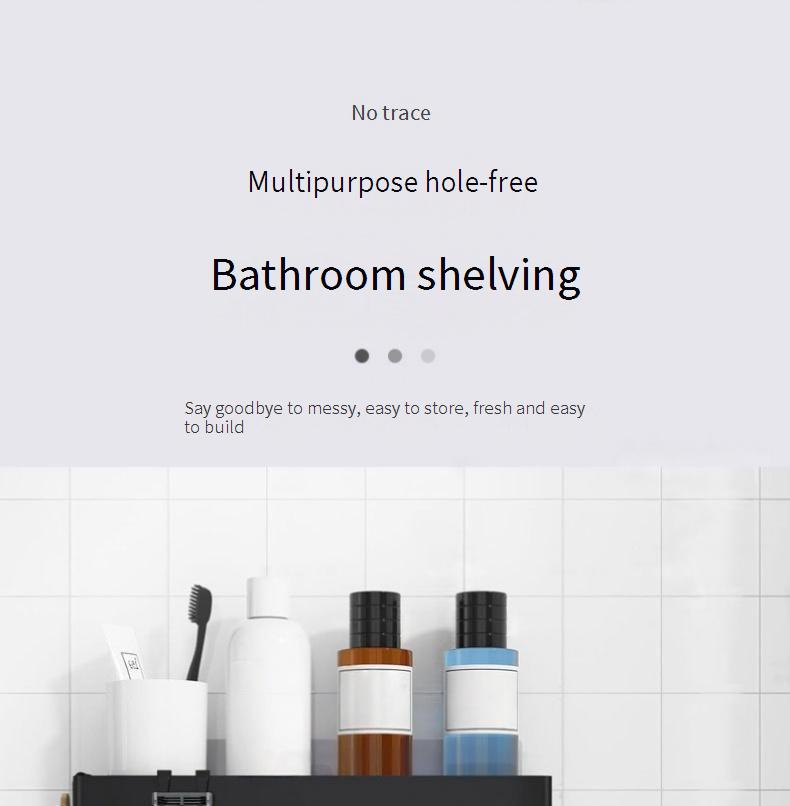 Stainless Steel Bathroom Shelf Organizer - Wall Mounted Shower Caddy, No Drilling Required, Space-Saving Storage For Toiletries_voghion.com