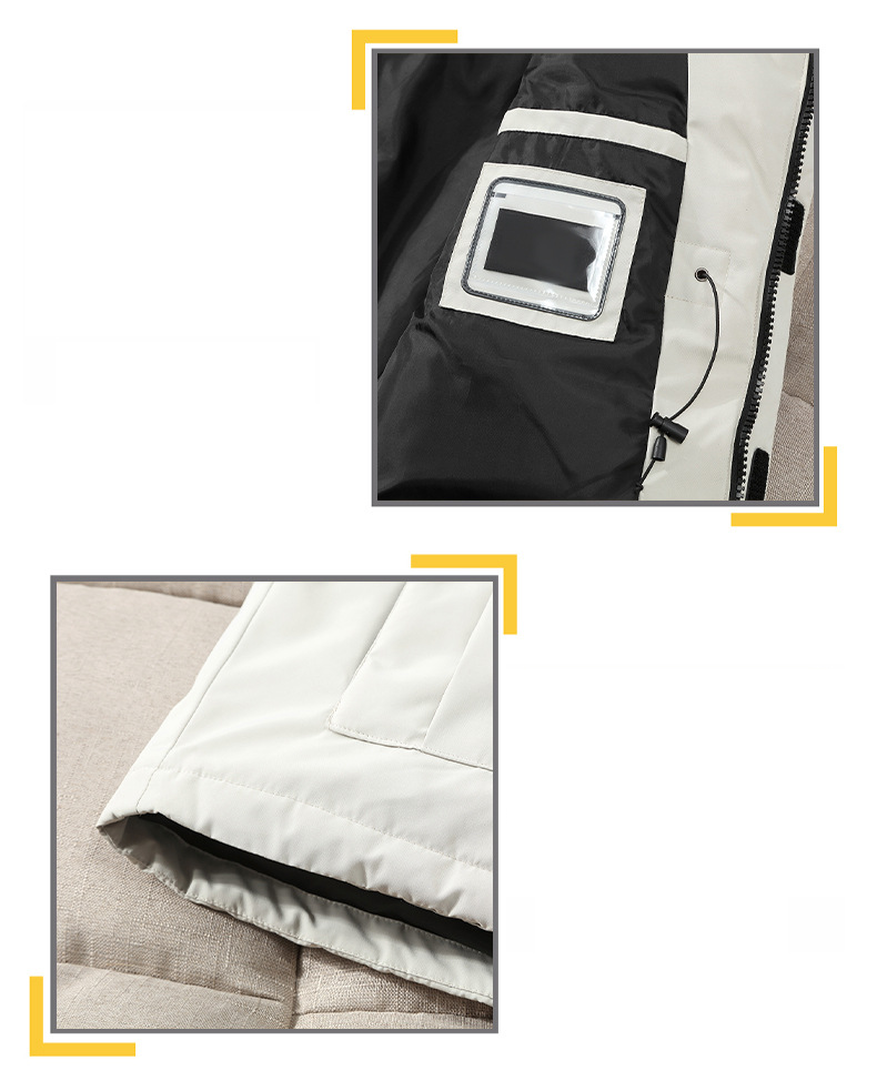Men's Clothing Workwear Down Jacket, Long Length, Thickened, Unisex Winter Coat, Waterproof, Machine Washable, 600 Fill Power White Duck Down_voghion.com