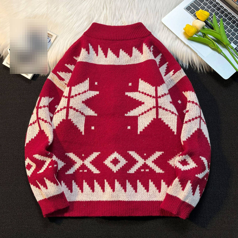 High End Jacquard Zipper Sweater For Men And Women Simple Winter Trend Knitted Sweater With Cardigan Jacket_voghion.com