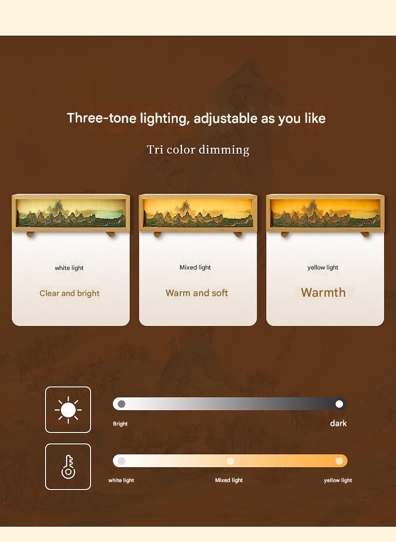 Qianli Jiangshan Pat Light Office Desktop Decoration Ornaments Creative Cultural Gift Customized 3D Wood Carving Night Light_voghion.com