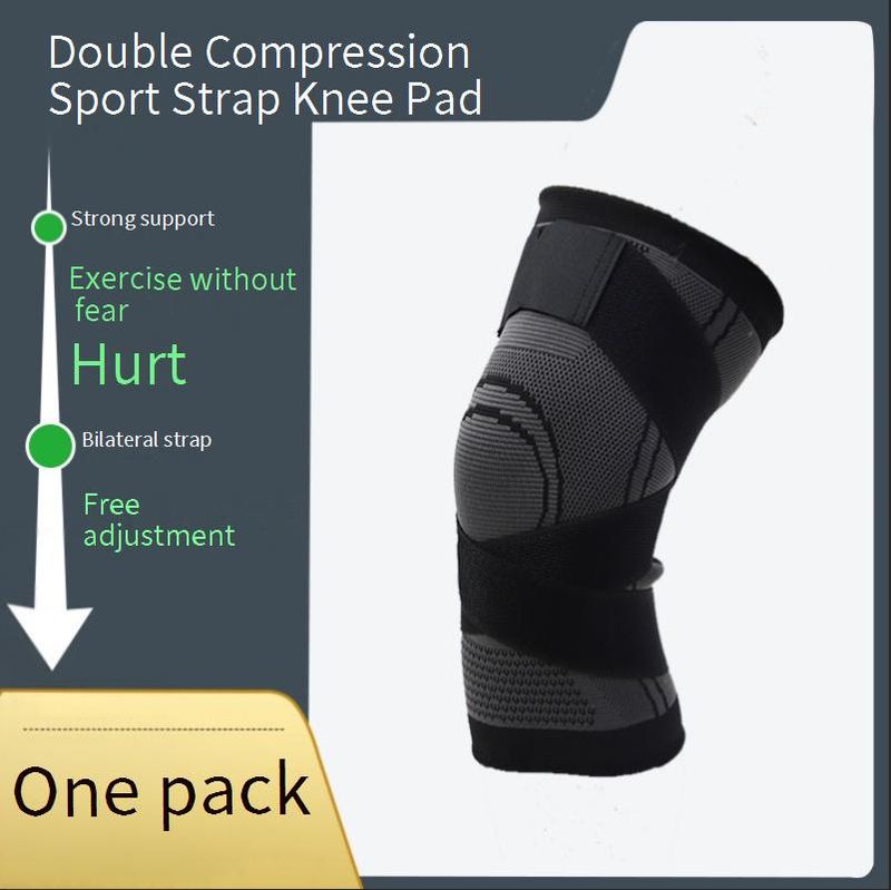 Breathable & Non-Slip Knee Support Brace For Hiking, Running, Cycling & Fitness - Adjustable Nylon Strap (S/M/L, Grey/Orange/Green)_voghion.com