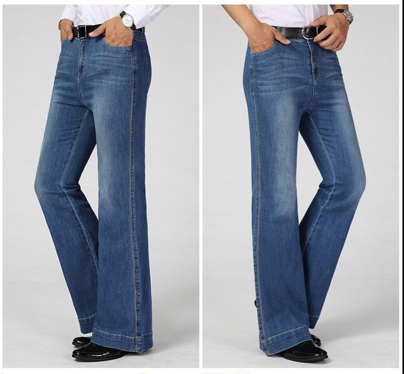 Jean évasé rétro pour homme – Pantalon bootcut en coton mélangé légèrement extensible (26-40) – Pantalon taille haute vintage à pattes d'éléphant pour le disco et le streetwear_voghion.com