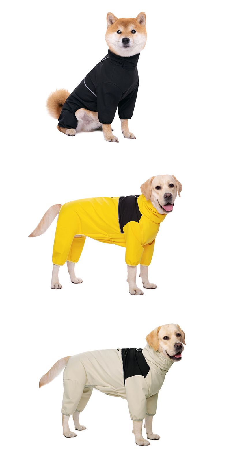 Orta ve Büyük Köpekler Border Collie Labrador Shiba Inu Dört Ayaklı Ceket Su Geçirmez Rüzgar Geçirmez Köpek Giysileri Yağmurluk_voghion.com