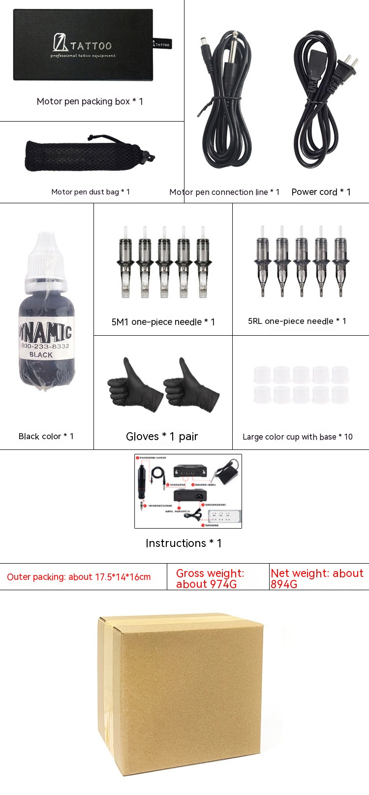Set di 20 attrezzature per tatuaggi con penne Color Power God Motor Student_voghion.com