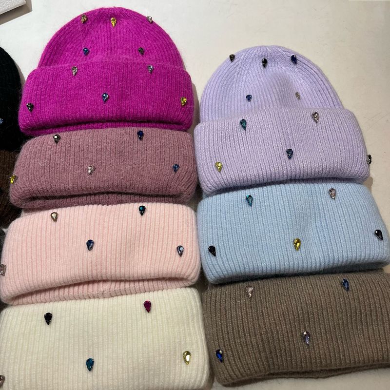 Paris Fashion Farbe Diamant Licht Luxus Winter Kaninchen Haar Personalisierte Jugend Bunte Süße Cooles Design Strickmütze_voghion.com