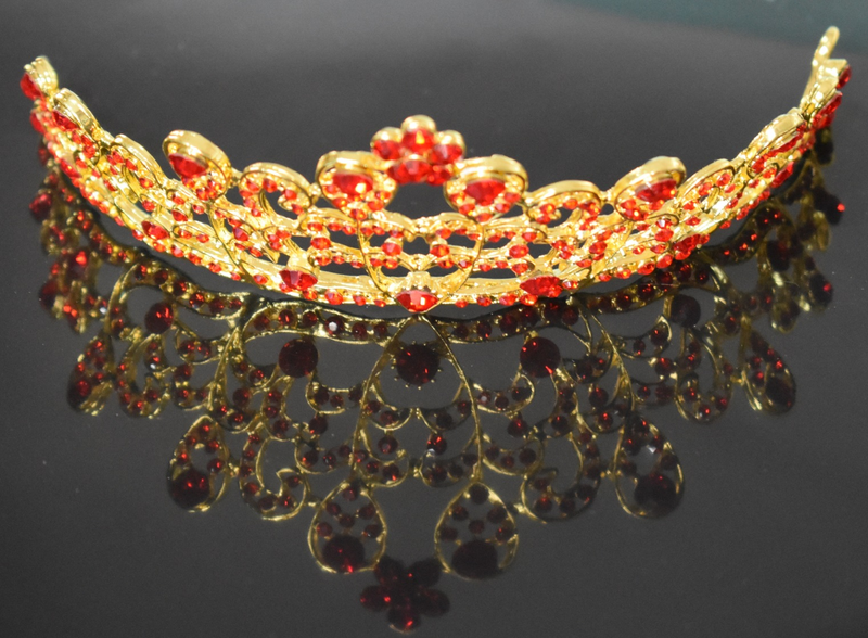 Accessori per capelli da sposa in lega coreana di alta qualità, in cristallo rosso, di lusso, con corona nuziale, accessori per matrimoni, produttore all'ingrosso_voghion.com