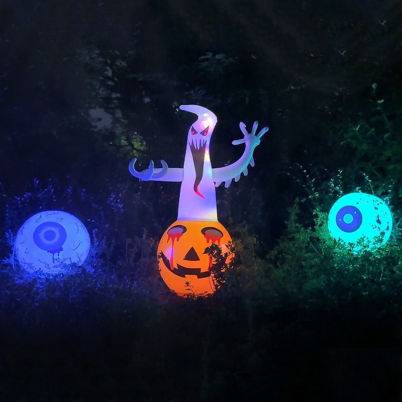 Glow-in-the-Dark Halloween Inflatable Decorations – Spooky Ghost, Pumpkin & Bat Set For Outdoor & Indoor Party Scenes (Multi-Color Options)_voghion.com
