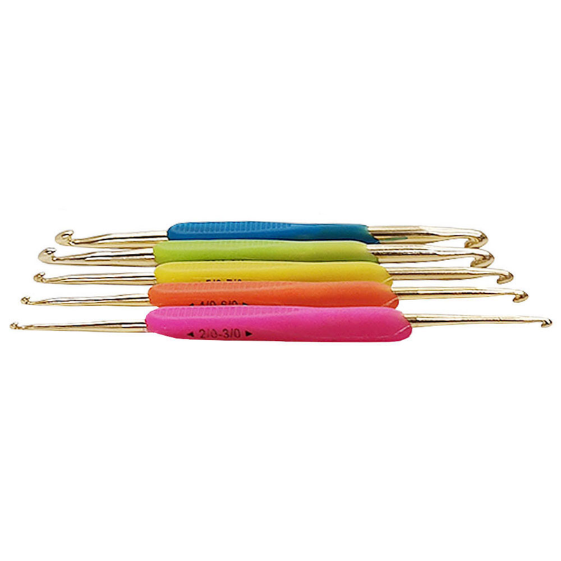 Sweater Needle DIY Knitting Tool TPR Soft Adhesive Double ended Aluminum Crochet Needle Set of 5 Pieces_voghion.com