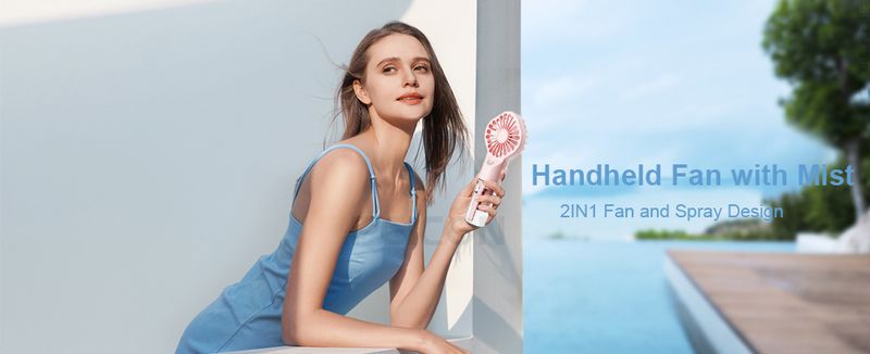 Portable Handheld Mini Humidifier 4 Speeds Powerful Wind USB Rechargeable Water Spray Mist Outdoor Small Fan_voghion.com