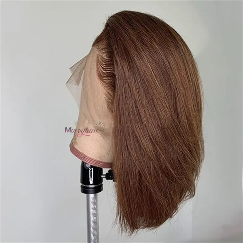 Sjokoladebrun Bob Lace Frontal Parykk Ekte Hår Malaysisk Remy_voghion.com