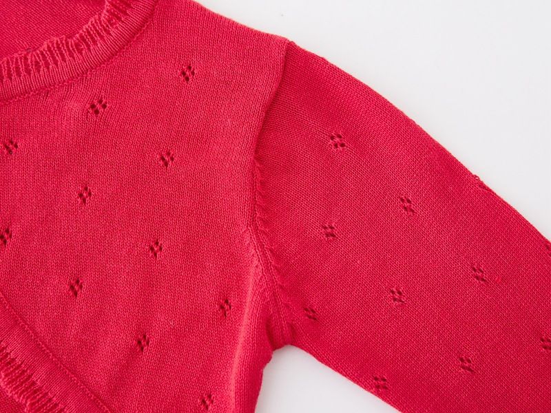 Mädchen-Strickjacke aus Baumwolle mit Spitzenbesatz, leicht, langärmlig, vorne offen, für Frühling und Sommer_voghion.com