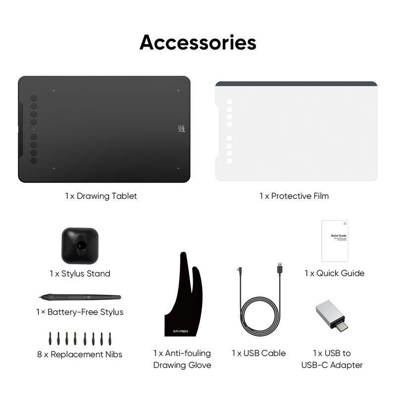 XP Pen Deco 01 V3 Graphic Digital Drawing Tablet 10*6 Inch 8 Shortcut Keys 16384 Levels 60 Degrees Tilt For Windows_voghion.com