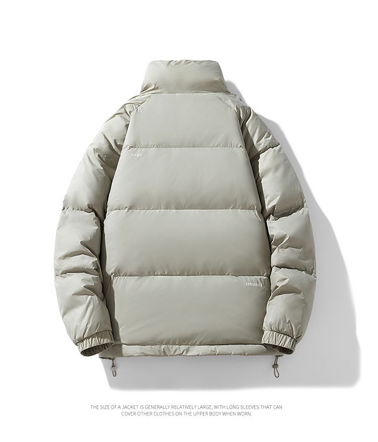 Jaqueta curta de inverno masculina, casaco combinando para casal, gola alta à prova de vento, jaqueta acolchoada de penas de pato branca e quente_voghion.com