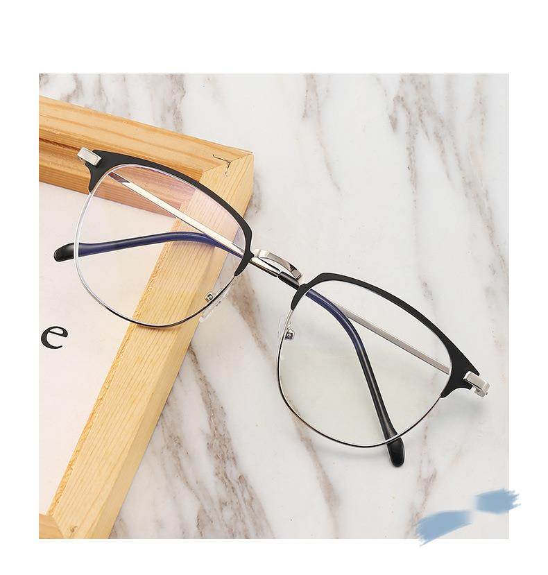 Modische quadratische Unisex-Brille aus Metall für Männer und Frauen für Partys, sanfter schwarzer Augenbrauenrahmen_voghion.com