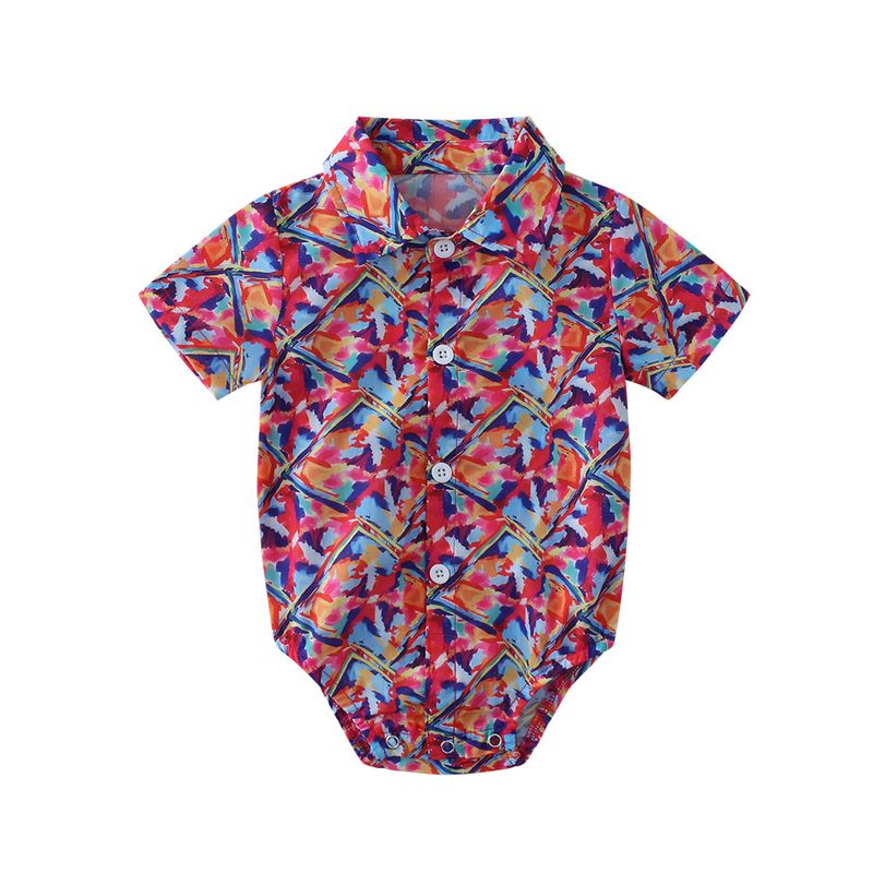Mother&Kids Jungen Kurzarm Einteiler bemalt Baby Dreieck Krabbelanzug Charge_voghion.com