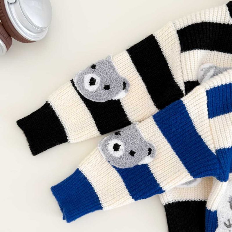 Set di maglioni invernali caldi per bambini - Pullover spesso a maniche lunghe con scollo rotondo per bambini e bambine - Completo casual comodo (blu, nero)_voghion.com