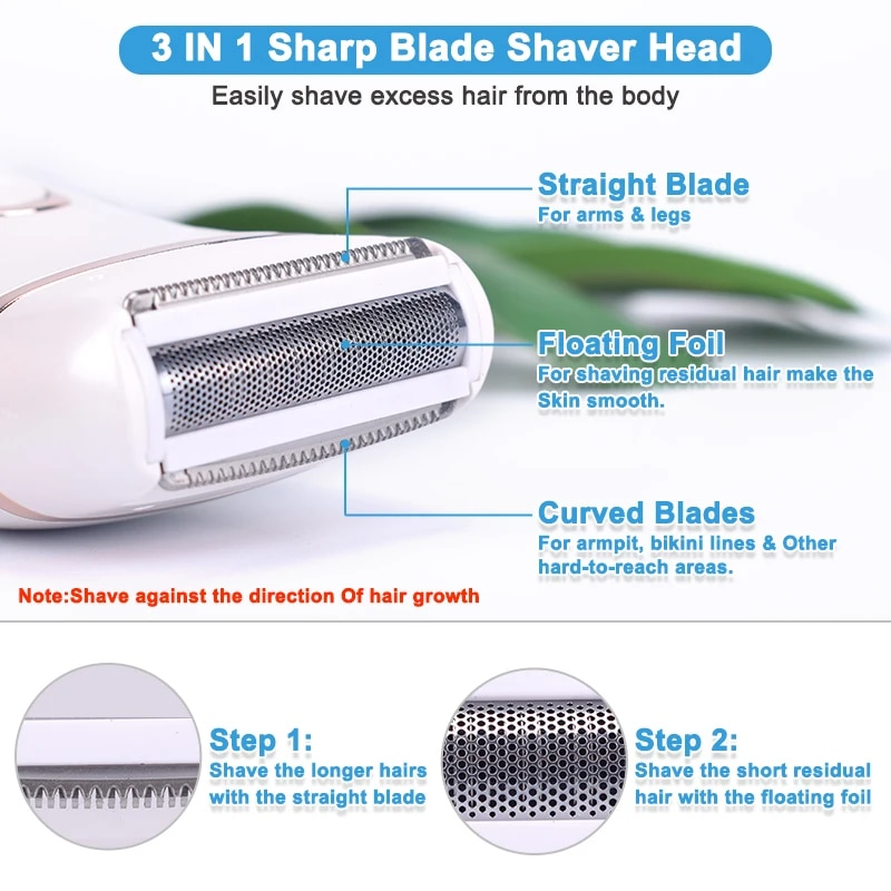 USB wiederaufladbarer schmerzloser elektrischer Epilierer Bartentfernung Frauen Rasiermesser Tragbarer weiblicher Haarschneider Lcd_voghion.com