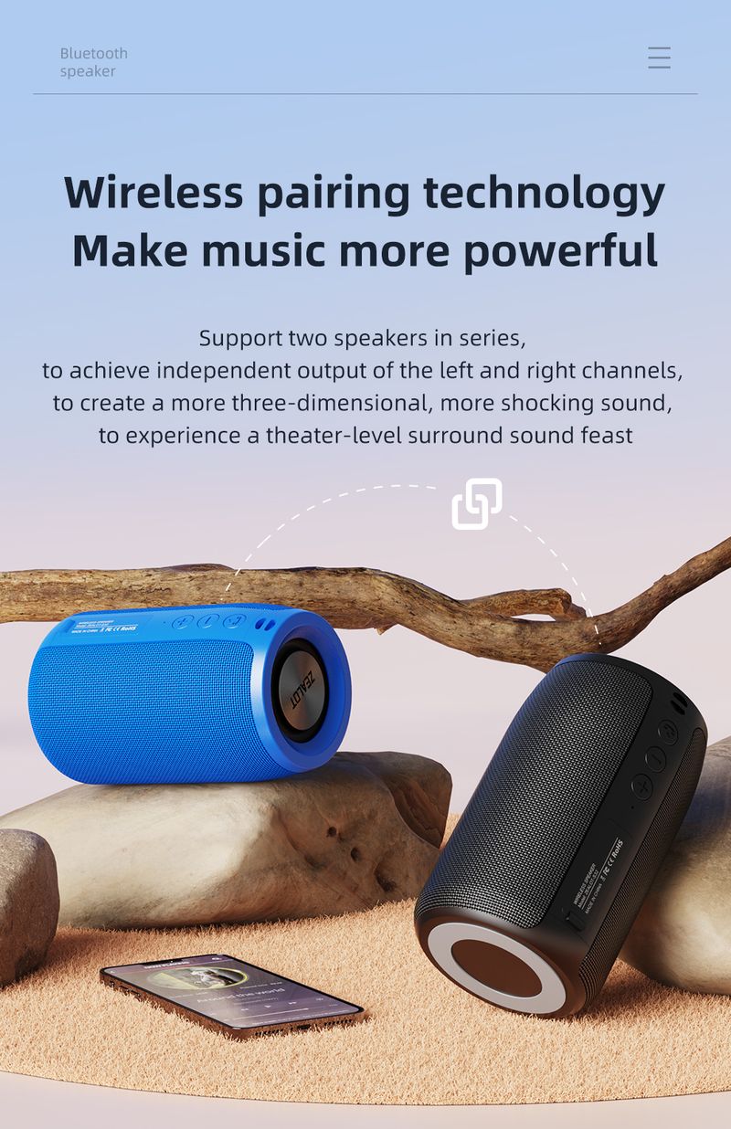 ZEALOT-S32 Wireless Bluetooth Mini Portable HIFI Subwoofer Speaker FM Radio Column Compatible With TF, TWS, USB Flash_voghion.com