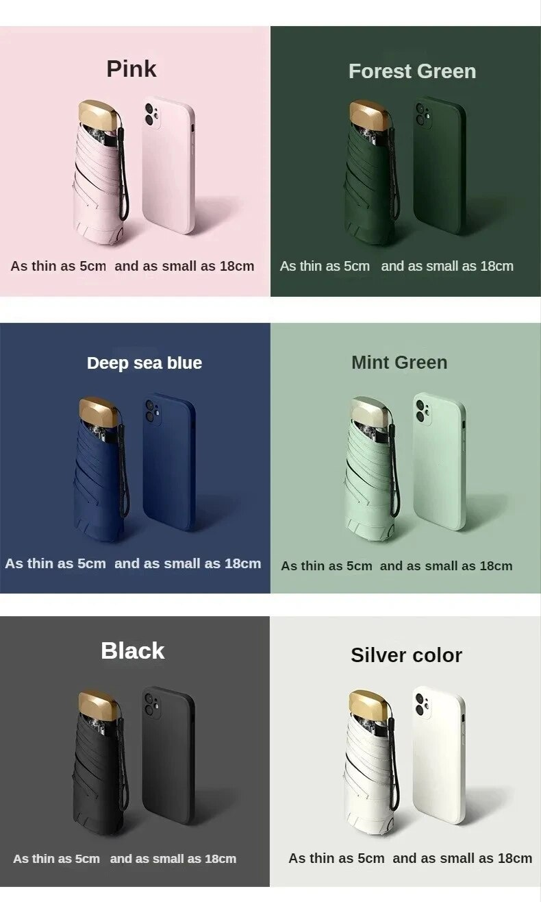 70% Off Mini Small Rain Vinyl Folding Umbrella UV Ultraviolet Protection Sun Shade Pocket Parasol_voghion.com