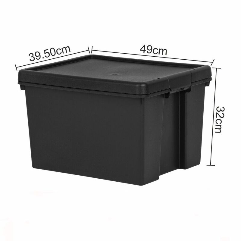 24L/36L/45L/62L/92L Heavy Duty Recycled Plastic Stackable Storage Box Lids Black_voghion.com