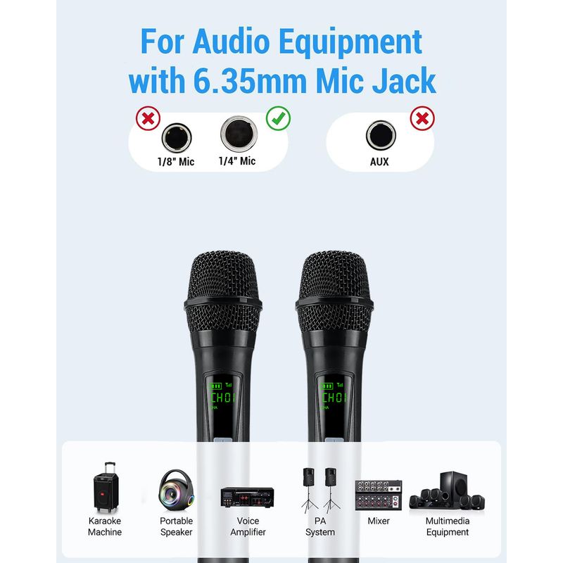 Rechargable Wireless Dynamic Microphone Handheld Mic Micphone For Party Karaoke Professional Church Show Meeting_voghion.com