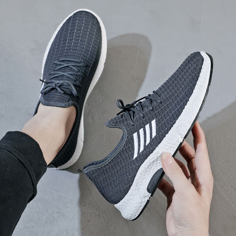 Scarpe da passeggio sportive basse in tessuto Old Beijing con punta arrotondata, nere, a quattro strisce, da uomo, primavera e autunno, Euro Step_voghion.com