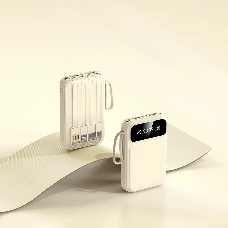 Powerbank, klein en draagbaar, voor buiten, grote capaciteit, met ingebouwde kabel, 20.000 mAh, mobiele voeding met vier draden, cadeau-aanpassing_voghion.com