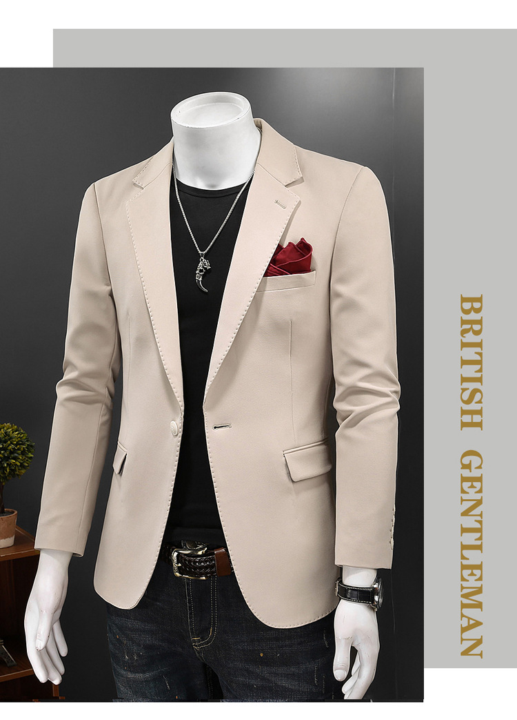 Costum bărbătesc casual, mărime mare, slim fit, costum bărbătesc, la modă, elegant, culoare solidă, costum mic_voghion.com