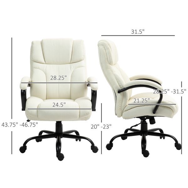 Vinsetto Executive Oversized Office Chair 500lbs , High Back Executive Chair Wide Seat With Swivel Wheels For Relief, Cream White_voghion.com