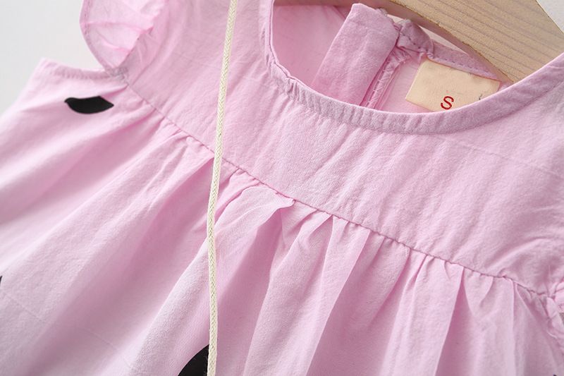 Summer Girls Dress New Children's Clothing Cute Round Neck Small Flying Sleeves Splicing Cake Skirt Sweet Contrast Color Vest Skirt_voghion.com
