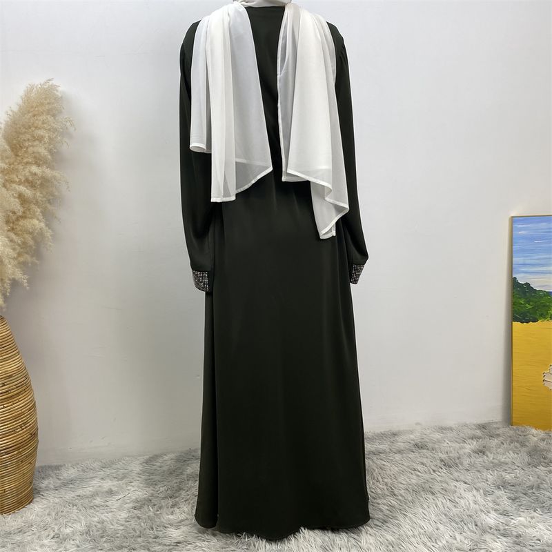 Ramadan moslim vrouw jurk vooraan rits verborgen riem Dubai abaya mouwen met zilveren rand ontwerp Marokkaanse kaftan koninklijke vrouwen rood_voghion.com