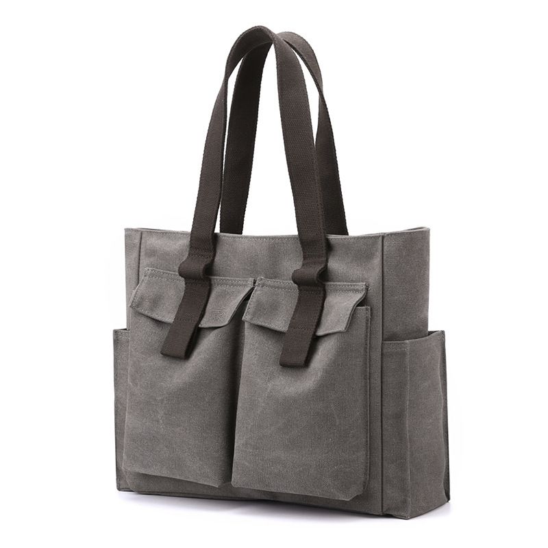 High-end Canvas Briefcase Large Capacity Women's Fashion Handbag Multi-pocket Versatile Shoulder Bag For Outings And_voghion.com