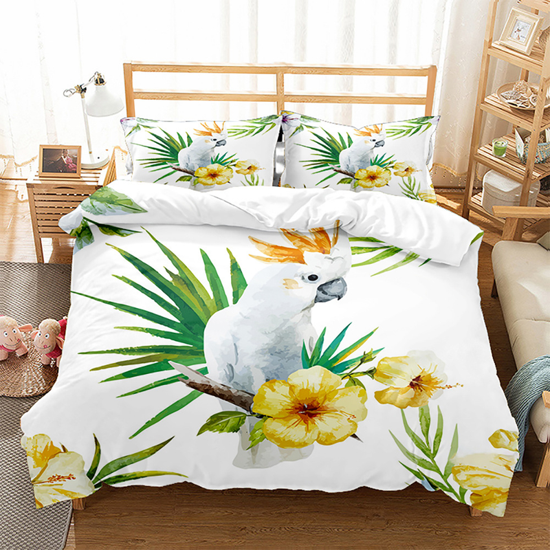 Set di biancheria da letto con tre serie di fiori per piante con stampa digitale 3D, set opaco in quattro pezzi_voghion.com