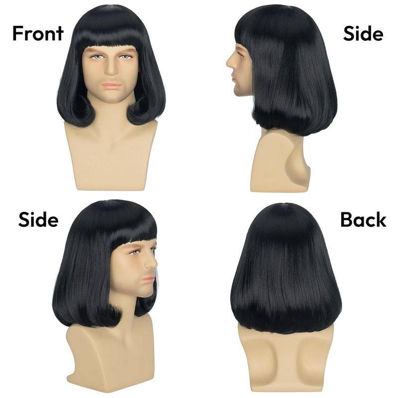 Synthetische Clip-in-Perücken Herren Pony Bob Kopf Perücke Set Schwarz Spaß Perücke Weihnachtskleid Coswigs_voghion.com